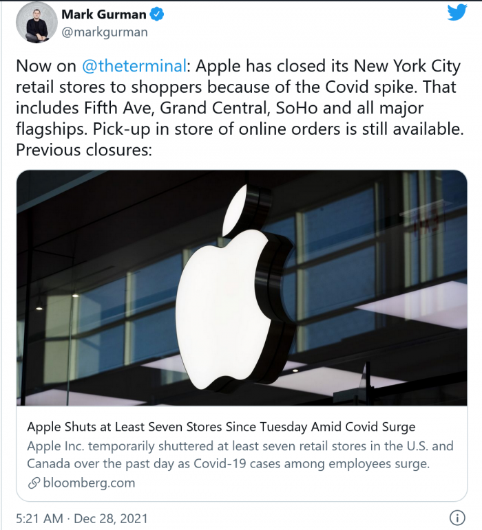 苹果正在停止在纽约市的所有门店零售服务  第1张